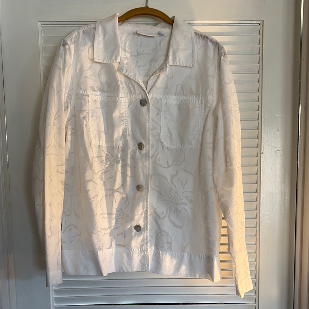 Denim & Co. White Floral Shacket